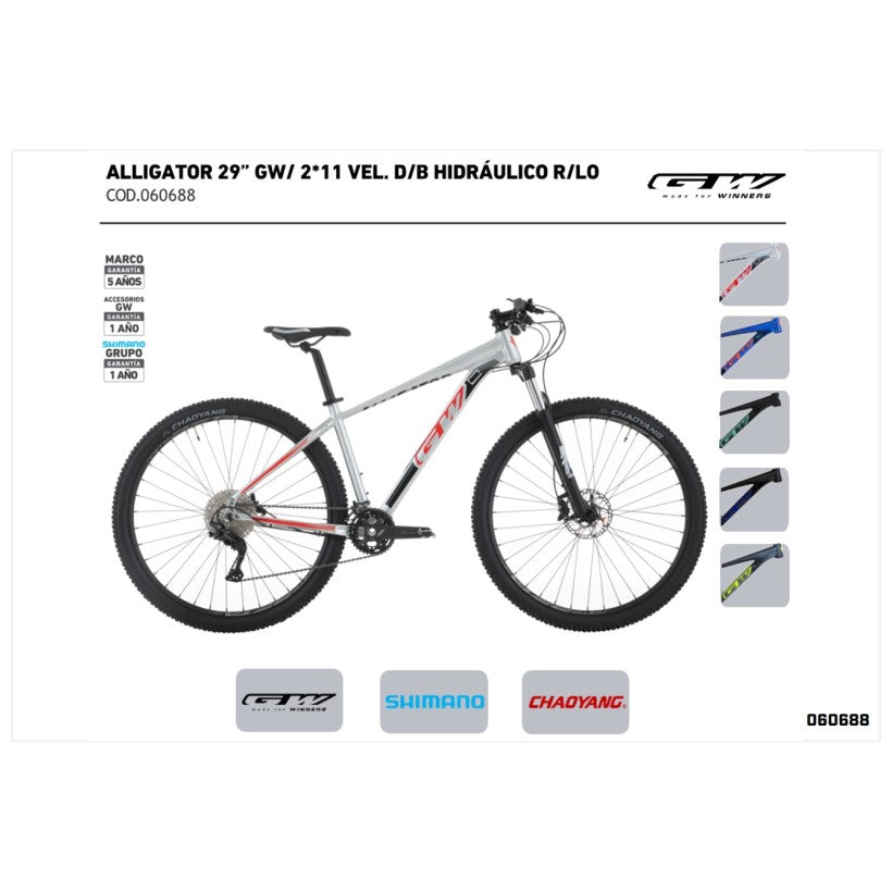 BICICLETA 29 ALLIGATOR 2*11 ALUMINIO GW
